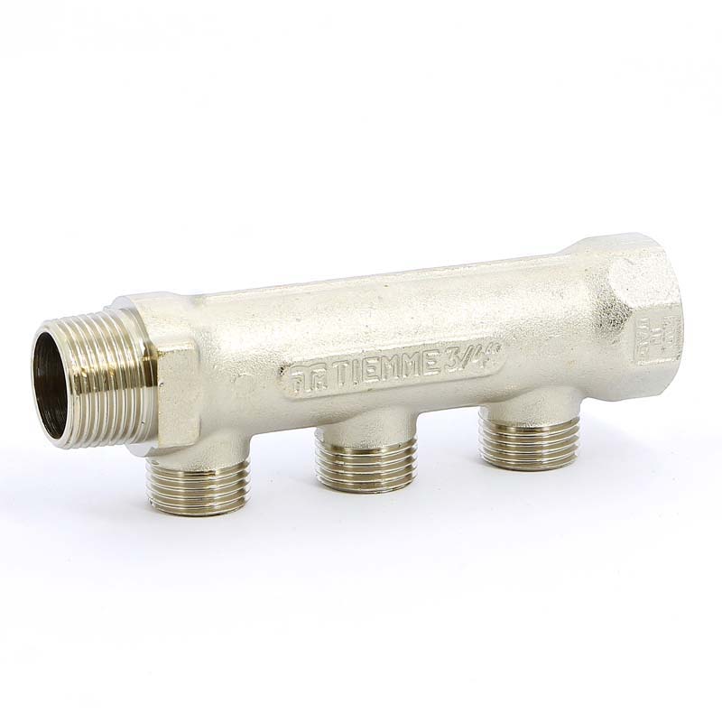 Коллектор НВ 3/4" никелированный TIEMME 3 выхода 1/2"Н 36мм 1910018 - Вид №1
