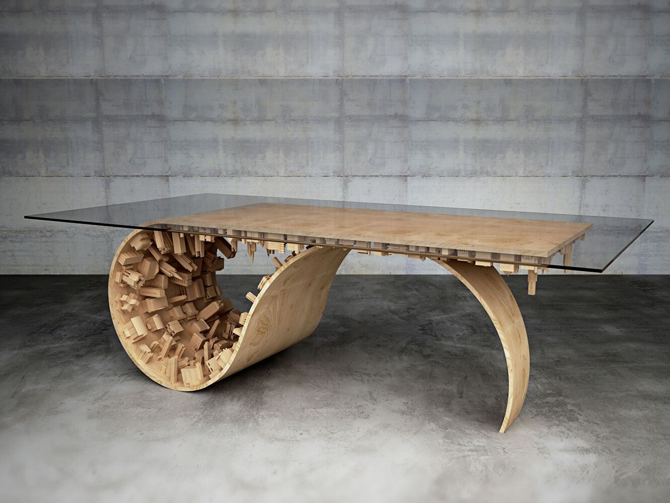 Прямоугольный обеденный стол из дерева и стекла LO Contemporary город ARCH-00088576