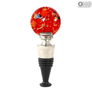 3797 ORIGINALMURANOGLASS Круглая Красная Бутылочная пробка с золотом + коробочка - муранское стекло OMG  см