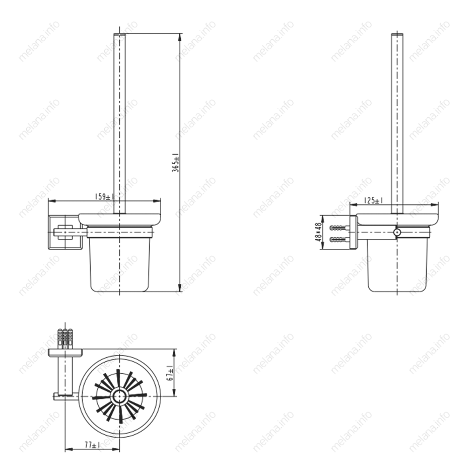 Ершик для унитаза подвесной MELANA сатин хром MLN-862006 862 серия - Вид №1