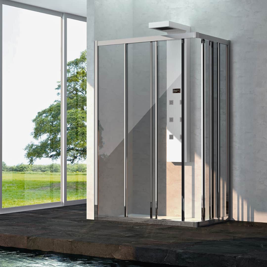 Алюминиевая и стеклянная угловая душевая кабина с раздвижной дверью CSA Box Doccia AMELIA ARCH-00034212 - Вид №1