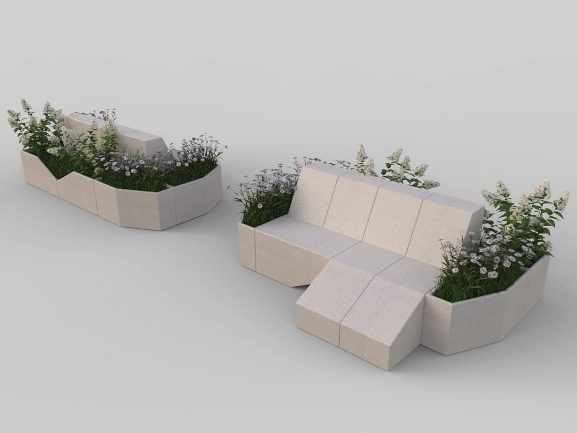 Реконструированная каменная модульная скамья со спинкой Viscio Urban Design Modula ARCH-00127949 - Вид №5