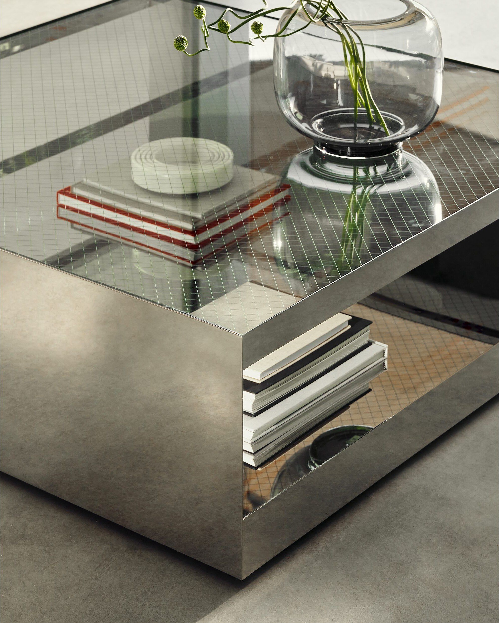 Квадратный стальной журнальный столик со стеклянной столешницей Knoll D'URSO OCCASIONAL TABLE ARCH-00149069 - Вид №14