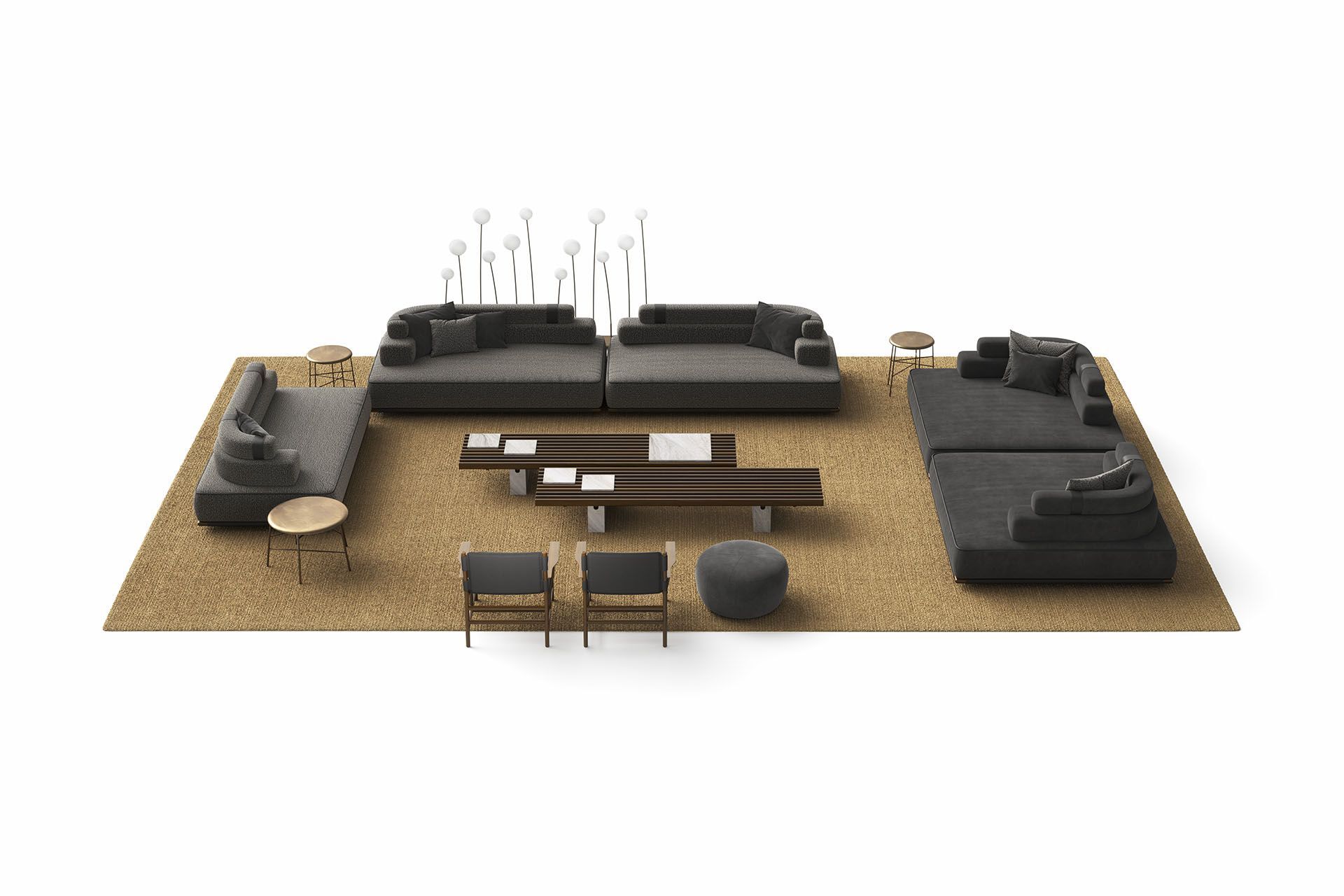 Низкий садовый столик из красного дерева и мрамора Exteta Panarea ARCH-00090767 - Вид №16