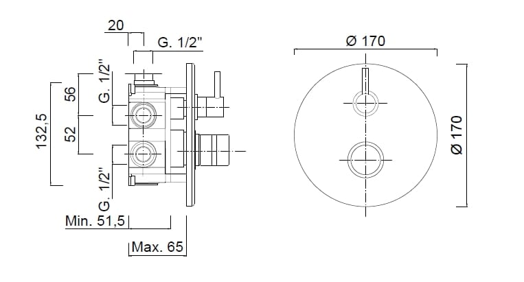Смеситель для душа с переключателем Rubinetteria Giulini MyRing ARCH-00124708 - Вид №2