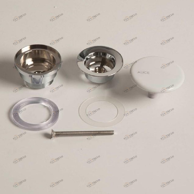 PIL008.01 Донный клапан для раковины Alice Ceramica запорный (clic-clack)с керамической накладкой Белый глянцевый 