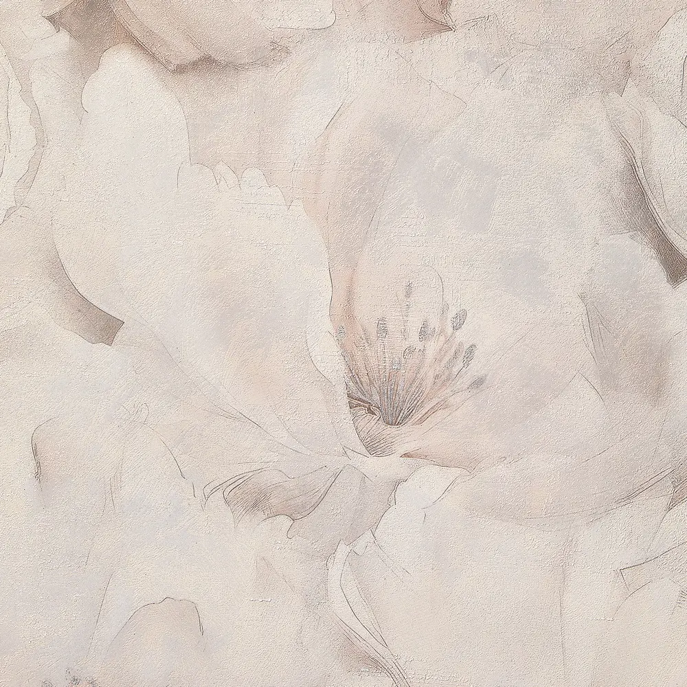 Флизелиновые обои ATELIERO Elena с цветочным узором бежевые 89363958 STLM-1418992
