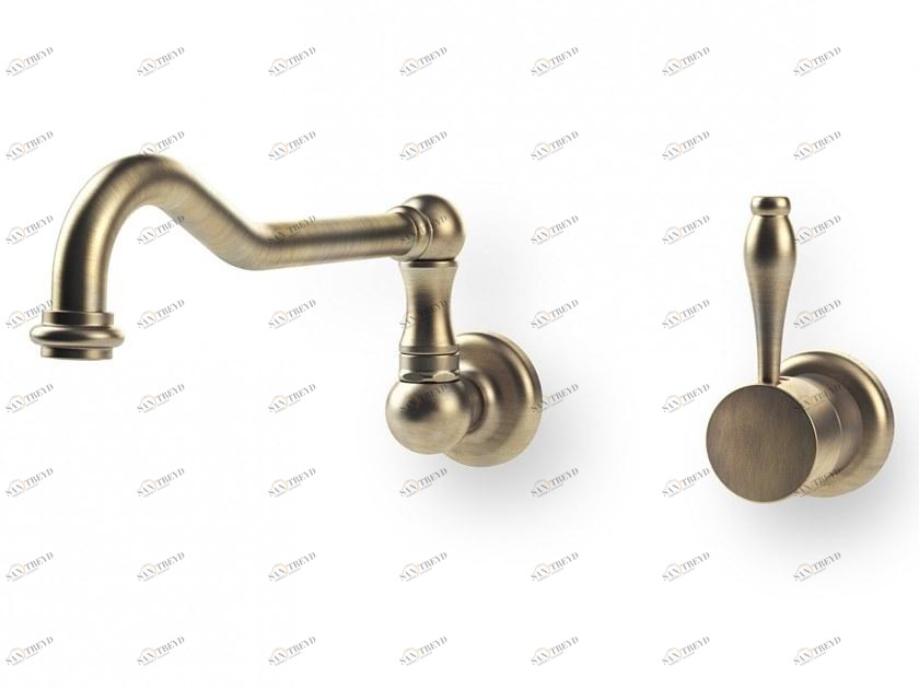 Officine Gullo Смеситель для кухни из латуни с двумя отверстиями и поворотным изливом sun-id-1399532