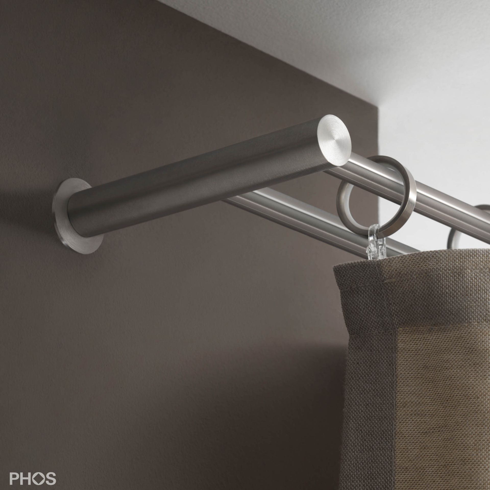 VS20-140ED3200 Комплект карнизов: двуствольный 320 см с 2 концевыми кронштейнами и 1 кронштейном в качестве средней опоры PHOS 