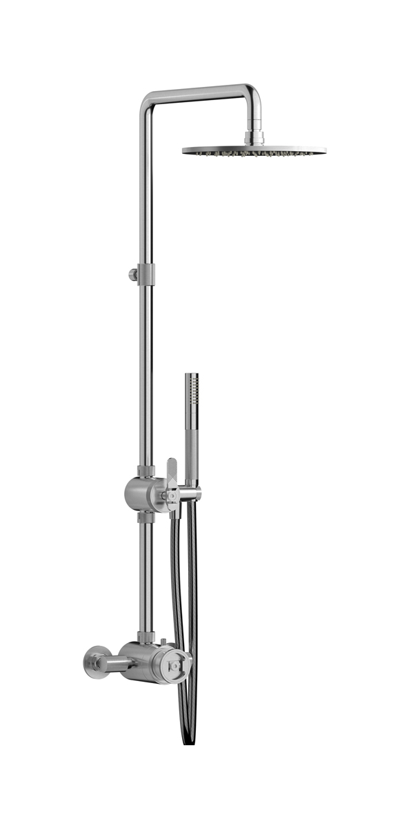 Душевая колонна с термостатом в комплекте с душевым гарнитуром. WE ARE IB b1800ss Brushed Nickel Indoor Shower