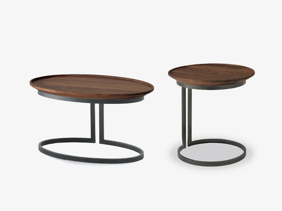 Овальный журнальный столик из массива дерева с железной основой Riva 1920 Wing ARCH-00022856 - Вид №1