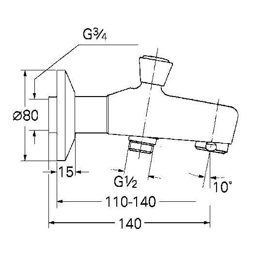 Излив для смесителей GROHE (вынос 140 мм), хром (13435000) Spare Parts - Вид №1