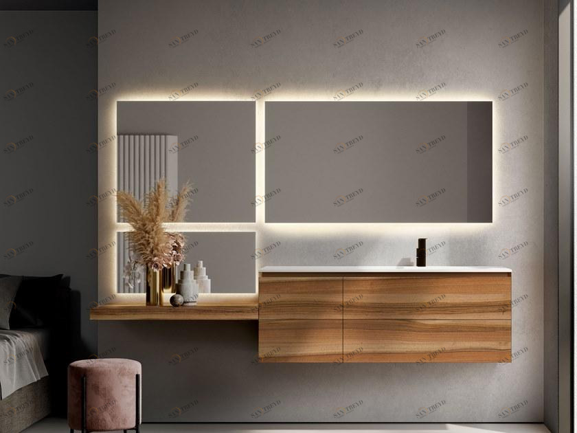 Ideagroup Подвесная тумба под умывальник из орехового дерева с ящиками Cubik sun-id-1385766