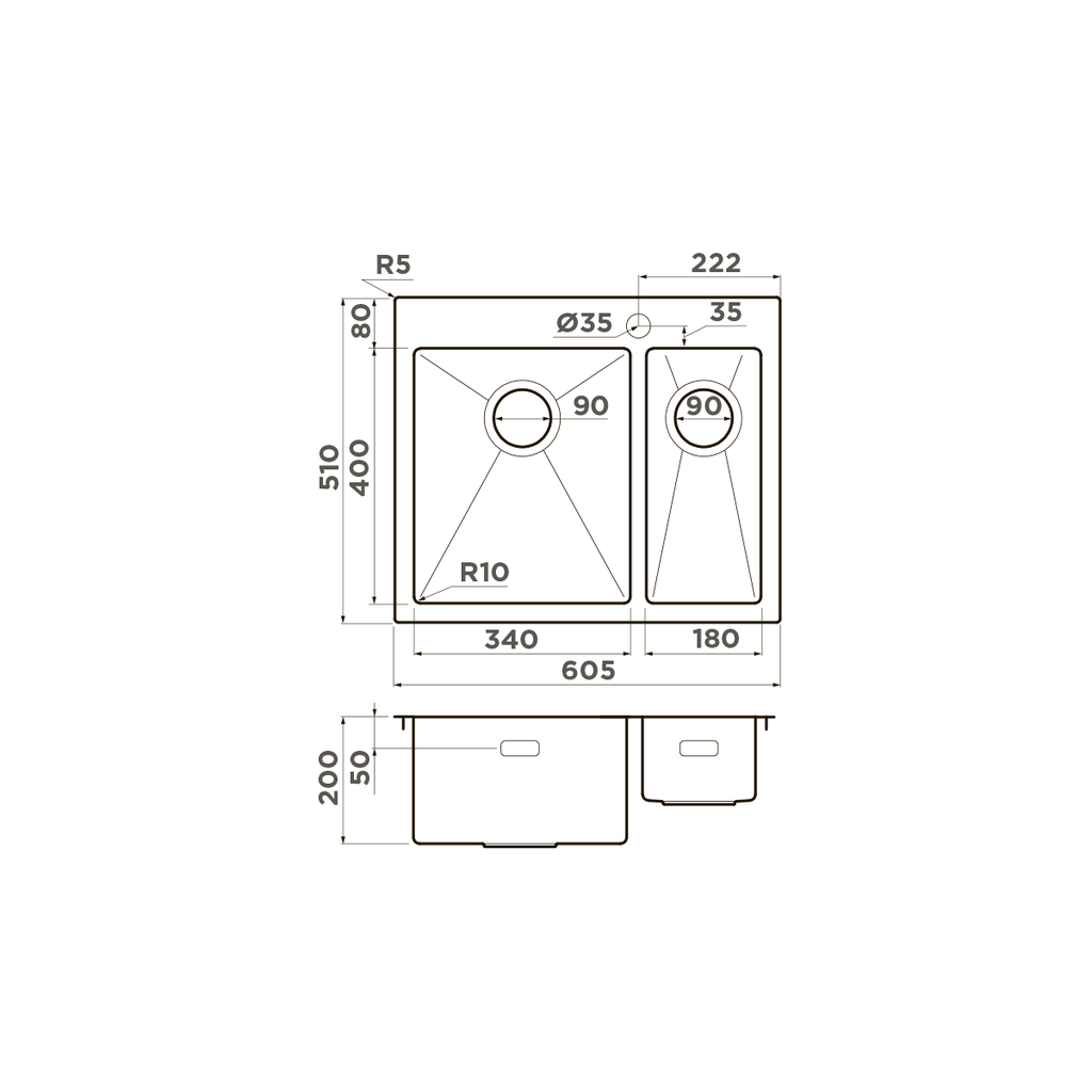 Кухонная мойка Akisame 60-2 IN-L OMOIKIRI 4993775 - Вид №4