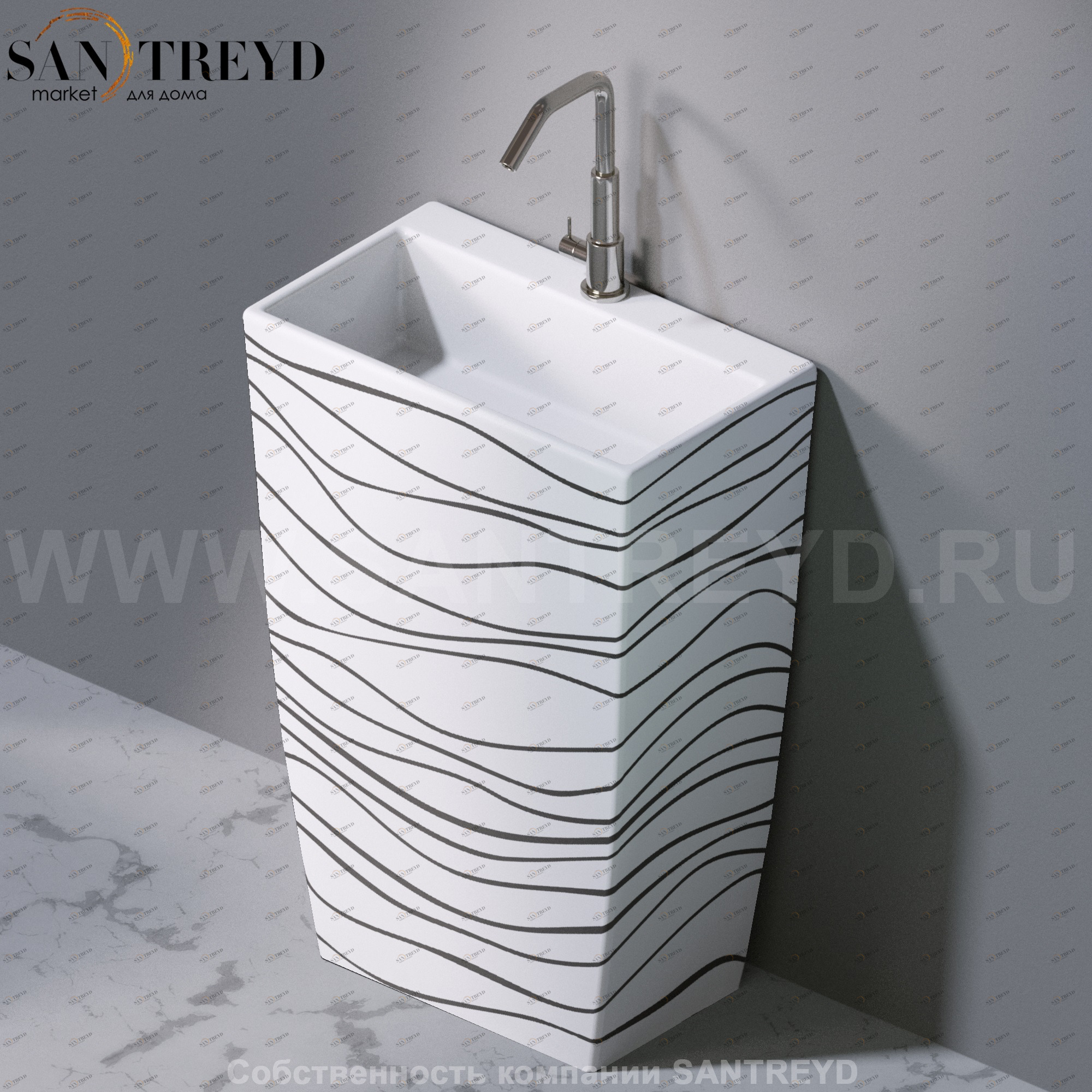 L115410 Напольная раковина стоящая прямоугольная A. e T. Italia Tower AeT ITALIA