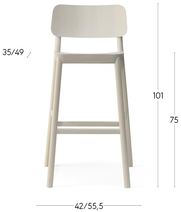 Billiani Высокий табурет из бука со спинкой Drum 076 - Вид №1