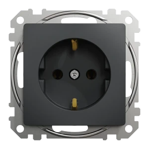 Розетка встраиваемая Systeme Electric Sedna Design с заземлением, цвет антрацит 84826904 STLM-2173672