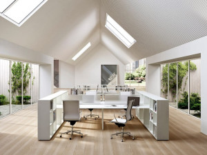 Прямоугольный стол со встроенной полкой