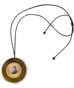 MIX_4002 Колье-подвеска, круглое, оливковый, перламутр, алюминий Mix Culture