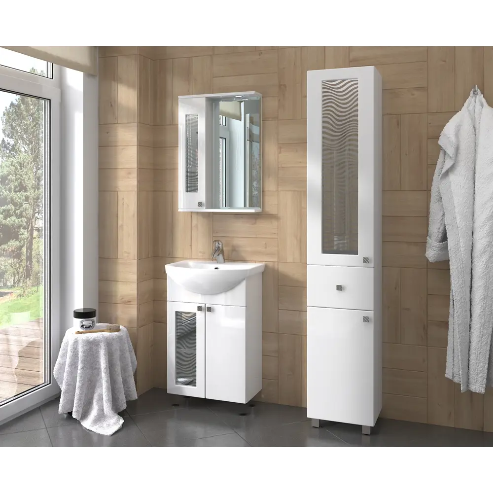 Шкаф зеркальный подвесной «Мальта» 55x70 см цвет белый 82254006 STLM-2149064 VIGO - Вид №5