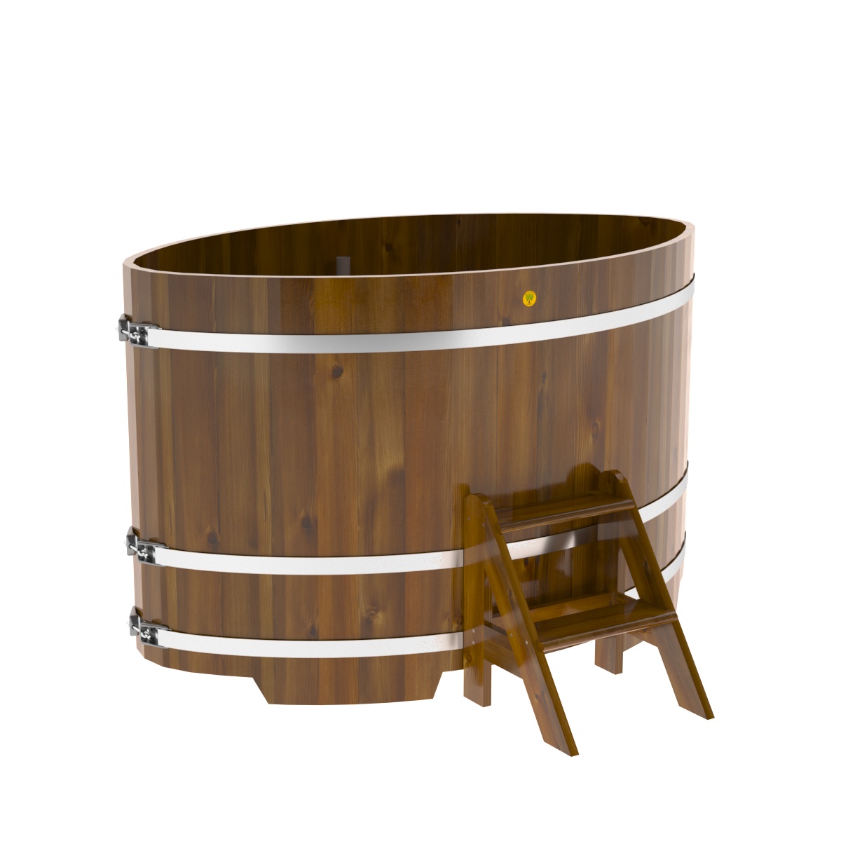 2289 Купель овальная из лиственницы Рустик 1,08х1,75х1,1 морёная Alyarus  - Вид №1