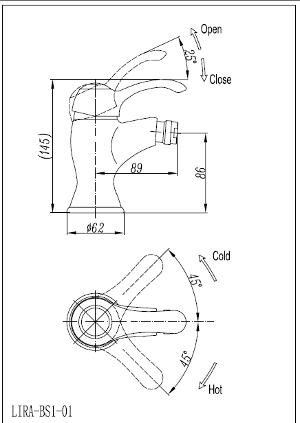 Смеситель для биде CEZARES LIRA-C-BS1-BLC - Вид №1
