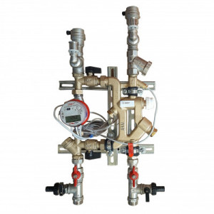 VT.IVCM.15.RI Квартирная станция отопительного контура (вертикальное исполнение) Valtec т/сч, имп - 1,5 куб.м/час, правая