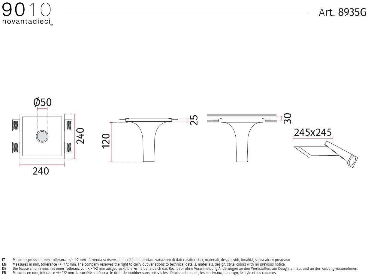 9010 novantadieci Полувстраиваемый потолочный светильник led из cristaly®  8935g  - Вид №3