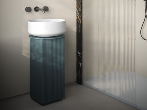 Деревянный напольный умывальник с дверцами