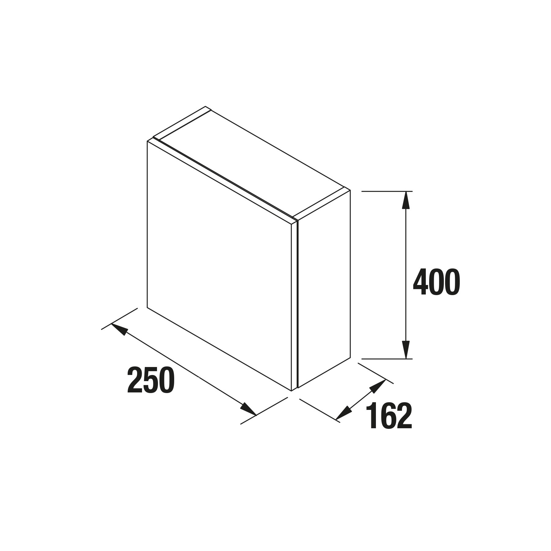 22902 SALGAR Модуль АЛЬЯНС 250 двусторонний 1 дверный GLOSS WHITE 250 x 400 x 162 мм Глянцевый белый  - Вид №2