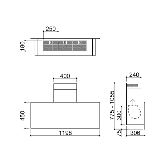 Настенный вытяжной шкаф из нержавеющей стали со встроенным освещением Barazza Unique ARCH-00010813 - Вид №2