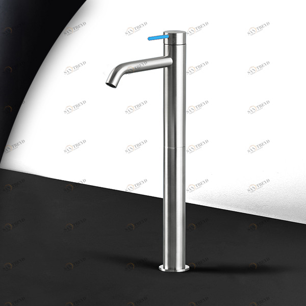 Смеситель для раковины сталь матовая с синей ручкой Toki Radomonte TKI6SCIL16