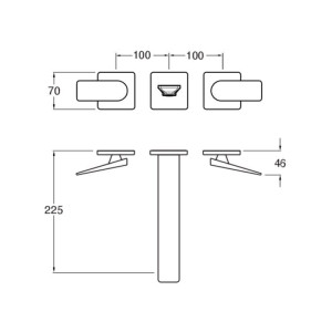 Настенный смеситель для раковины с 3 отверстиями без слива