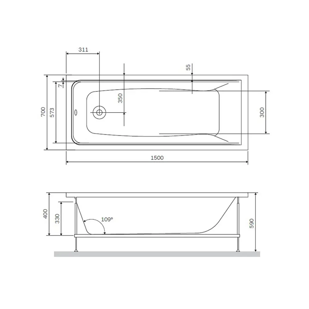 Ванна AM.PM Moxie W9MA-170-070B-A акриловая 170x70 см 87088850 STLM-2125501 - Вид №8