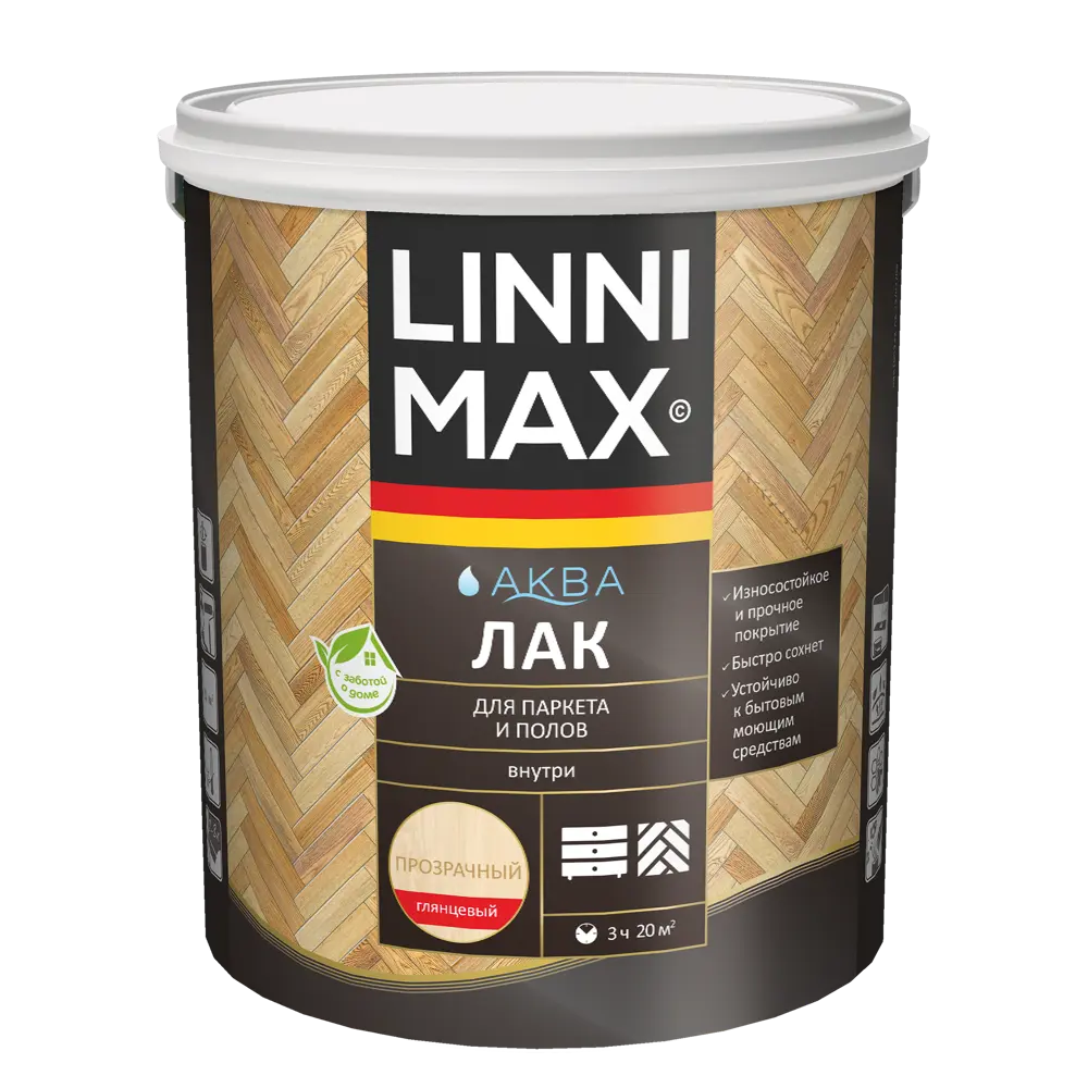 Лак для паркета и пола Linnimax глянцевый прозрачный 2.5 л 89349634 STLM-0855092 - Вид №1