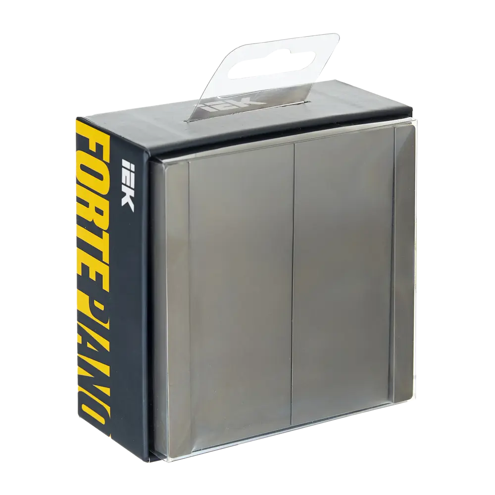 Выключатель проходной встраиваемый IEK Forte&Piano 2 клавиши цвет сталь STLM-2143423 - Вид №1