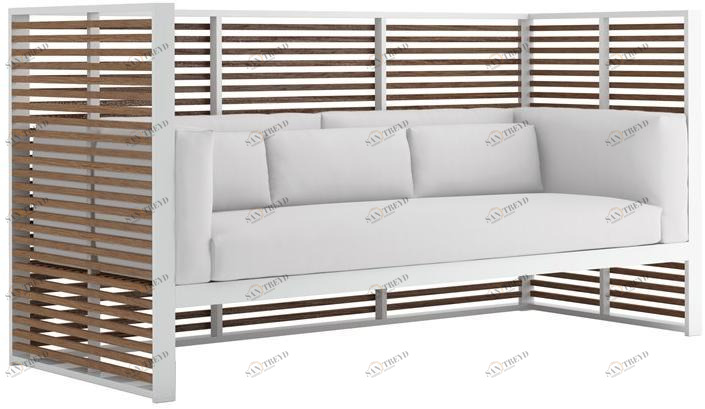 GANDIABLASCO Садовый диван из тикового дерева 3-х местный с высокой спинкой Dna teak sun-id-1357570