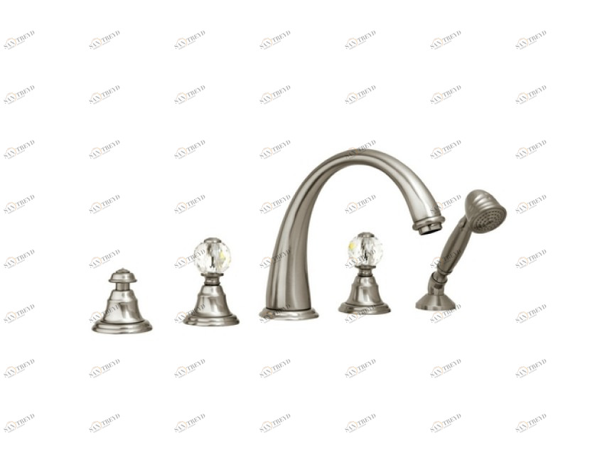 037116.000.62 Набор для ванны с пятью отверстиями и кристаллами сваровски Сатин никель Mestre Pacifica