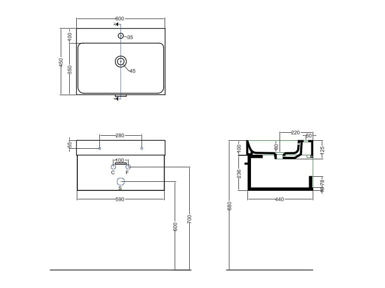 Меламиновая подвесная раковина с ящиками COLAVENE Cento ARCH-00070678 - Вид №2