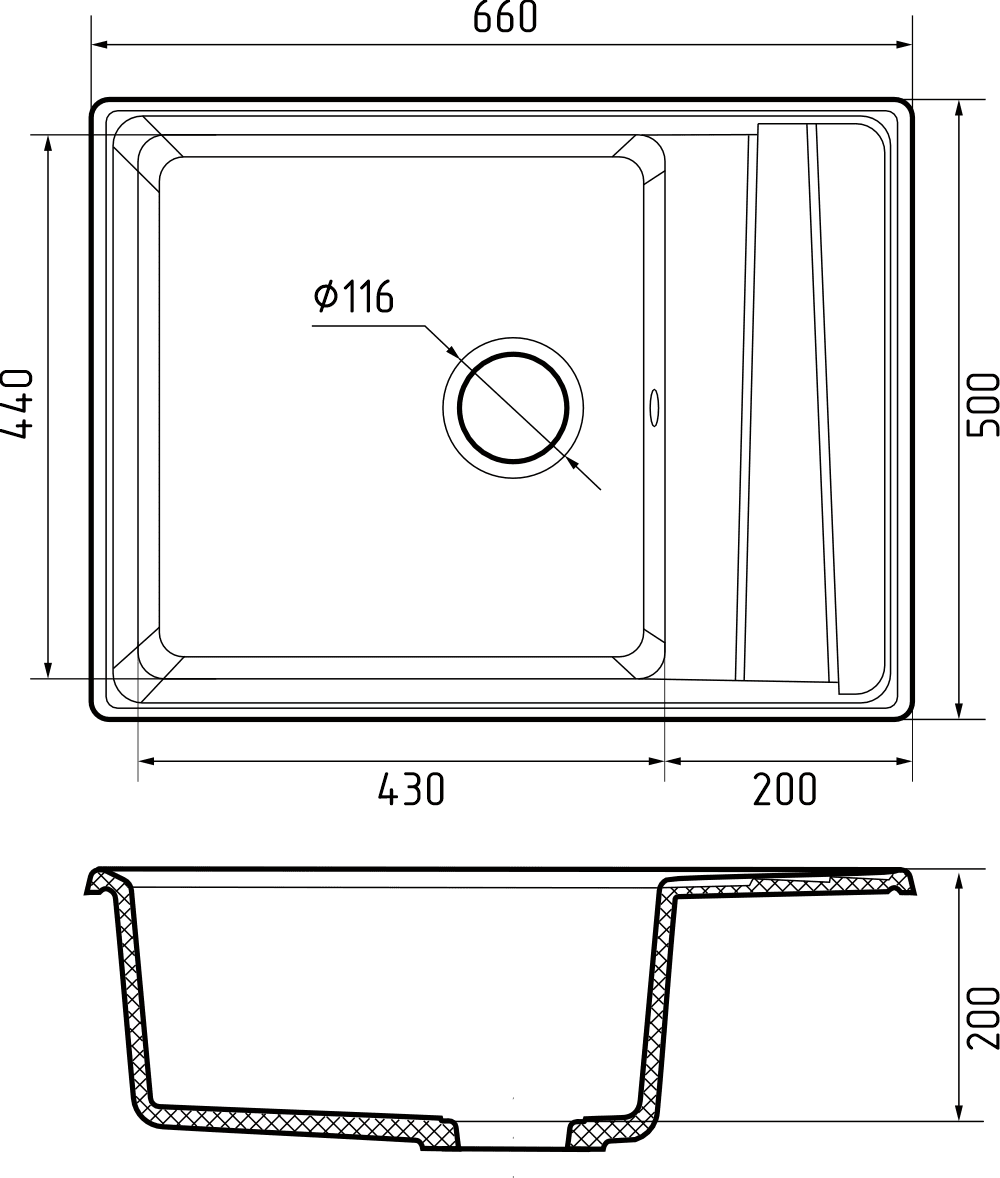 Кухонная мойка LV-660L GRANFEST LEVEL - Вид №1