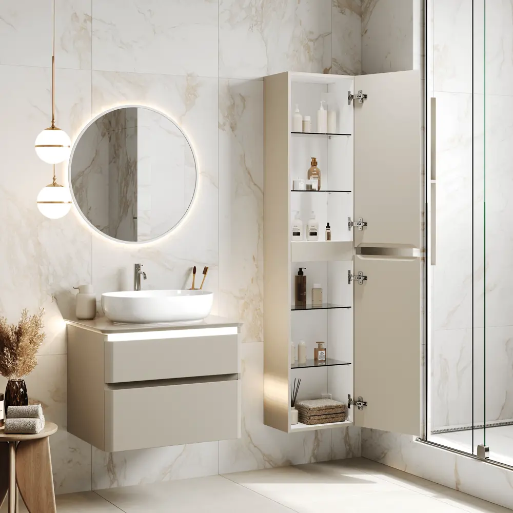 Шкаф-пенал для ванной комнаты Нео подвесной 160x36 см цвет амарок Santreyd STLM-2210741 - Вид №4