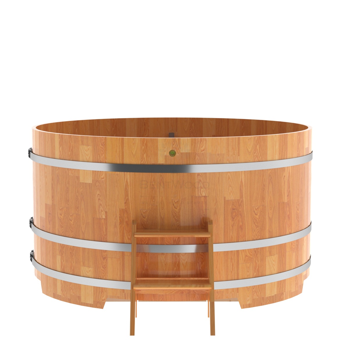 1555 Купель круглая из сращенных ламелей лиственницы d=1,80х1,0 натуральная Alyarus  - Вид №3