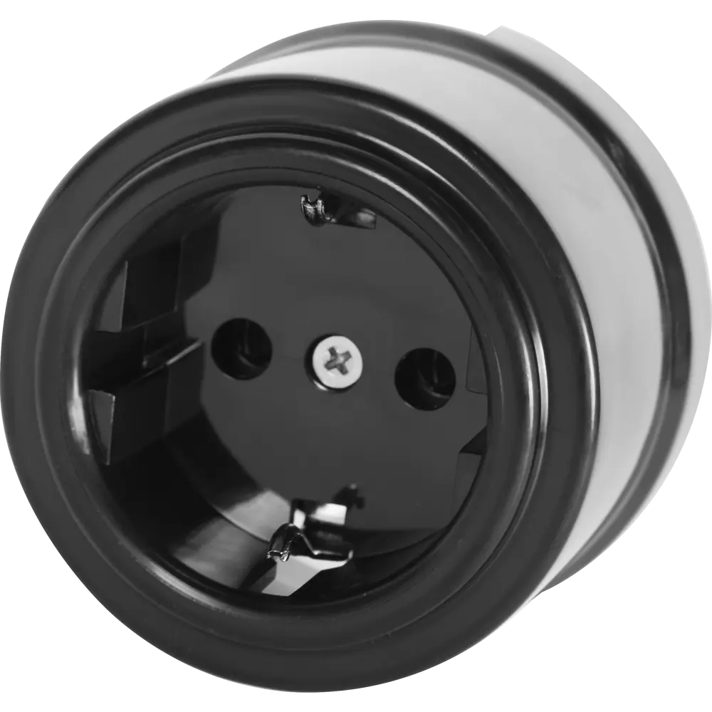 Розетка накладная Electraline Bironi в ретро-стиле с заземлением, черный 82063836 Серия отсутствует STLM-0018566 - Вид №1