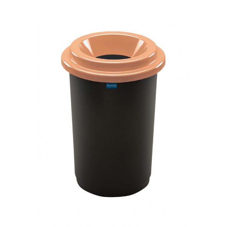 650-08 PLAFOR Ведро для раздельной сбора отходов черная емкость и коричневой воронкообразной крышкой 50 л. Черный, коричневая крышка 