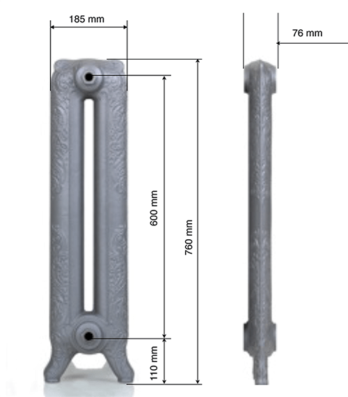 Чугунный радиатор GuRaTec Merkur 760 9 секций 7746 - Вид №6