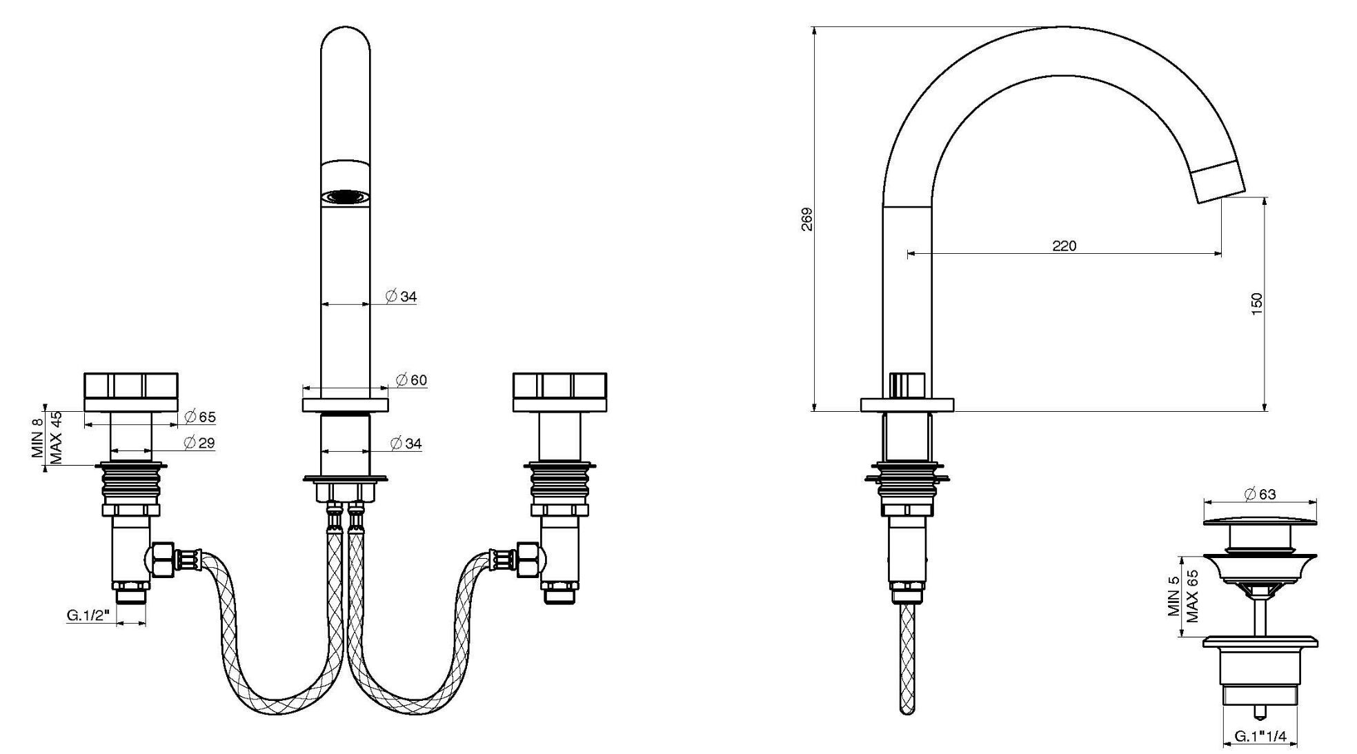 Смеситель для раковины GATTONI газ ARCH-00099061 - Вид №2