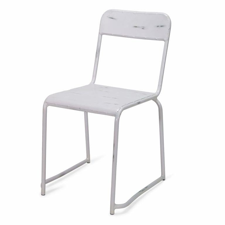 080323 Белый металлический стул Francisco Segarra Aries Santreyd