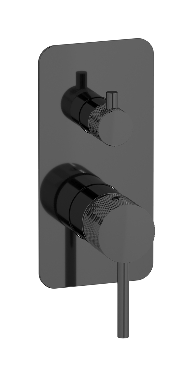 Внешние части встроенного в стену смесителя на 3 потребителя. WE ARE IB id312cf Black Chrome Industria