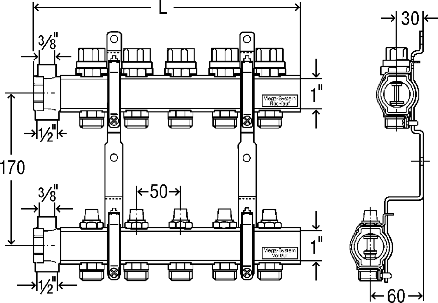 345 037 1) Модель 1002 Трубопроводные системы  Fonterra панельное отопление  Коллекторы  Латунь Santreyd  - Вид №2