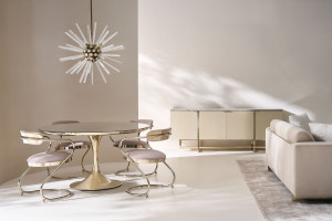 Круглый зеркальный стеклянный стол